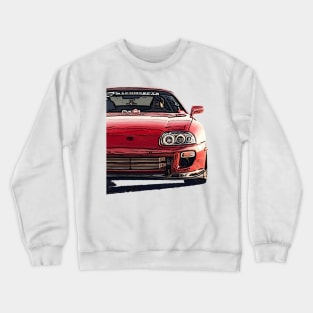 Explosive Fury: Red Supra Front Fiery Half Body Posterize Car Design Crewneck Sweatshirt